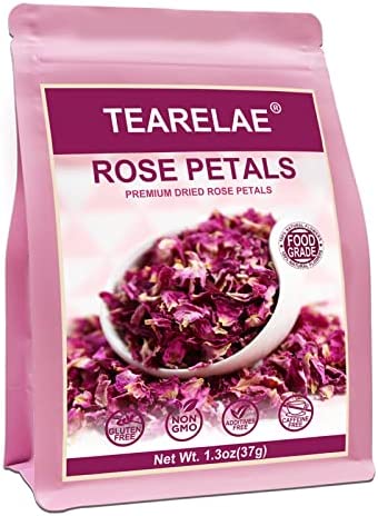 TEARELAE - Dried Rose Petals - 1.3oz/37g - Top-Grade Pure Natural Edible Rose Flowers - Use for Tisanes, Baking, Candle Making, Soap Making and Handicraft