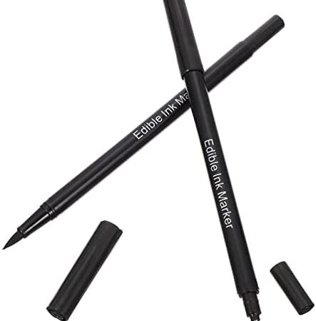Black Food Coloring Markers, 2PCS Double Sided with Fine Tip Edible Pen for Decorating, Painting, Drawing, Baking, Fondant, Cake, Cookie
