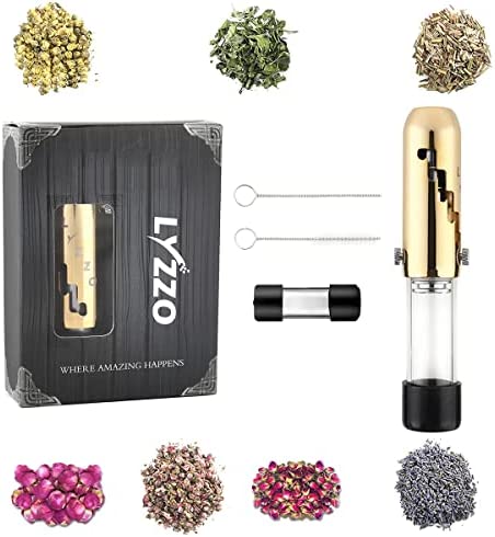 LYZZO Glass kit Liquid Refillable with Cleaning Tools, Traval Gift for Men (gold)