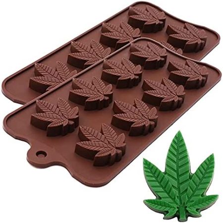 Marijuana Cannabis Weed Hemp Leaf Silicone Molds for Pot Candy Mold Chocolate Gummy Gummies, 2 Pack
