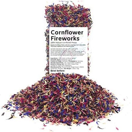Mesmerizing Cornflower Fireworks Petals - 100% Natural, dried, grown in Germany - Natural Naturalally Grown Herbal Flowers for For Homemade Lattes, Tea Blends, Bath Salts, Gifts, Crafts