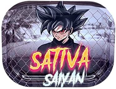 Sativa Saiyan Metal Rolling Tray + Free Black Sheep Sticker - Smoke Arsenal - Small