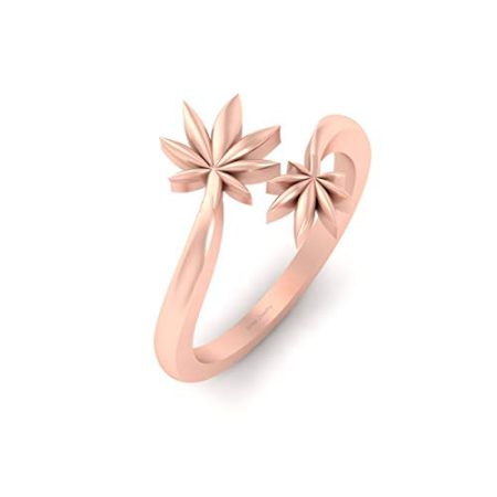 Solid 10k Rose Gold Marijuana Engagement Ring Womens Cannabis Leaf Ring Marijuana Jewelry